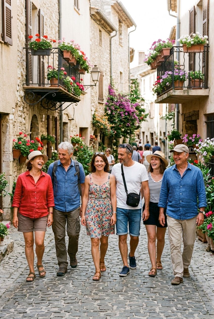 Groupe d'amis en voyage